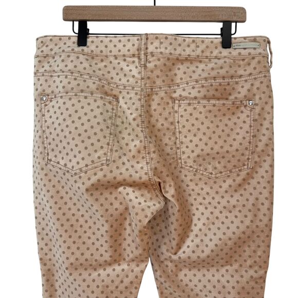 ANTHROPOLOGIE Pilcro Velvet Jeans 32P PETITE Skinny Peach Polka Dot High Rise - Picture 14 of 15